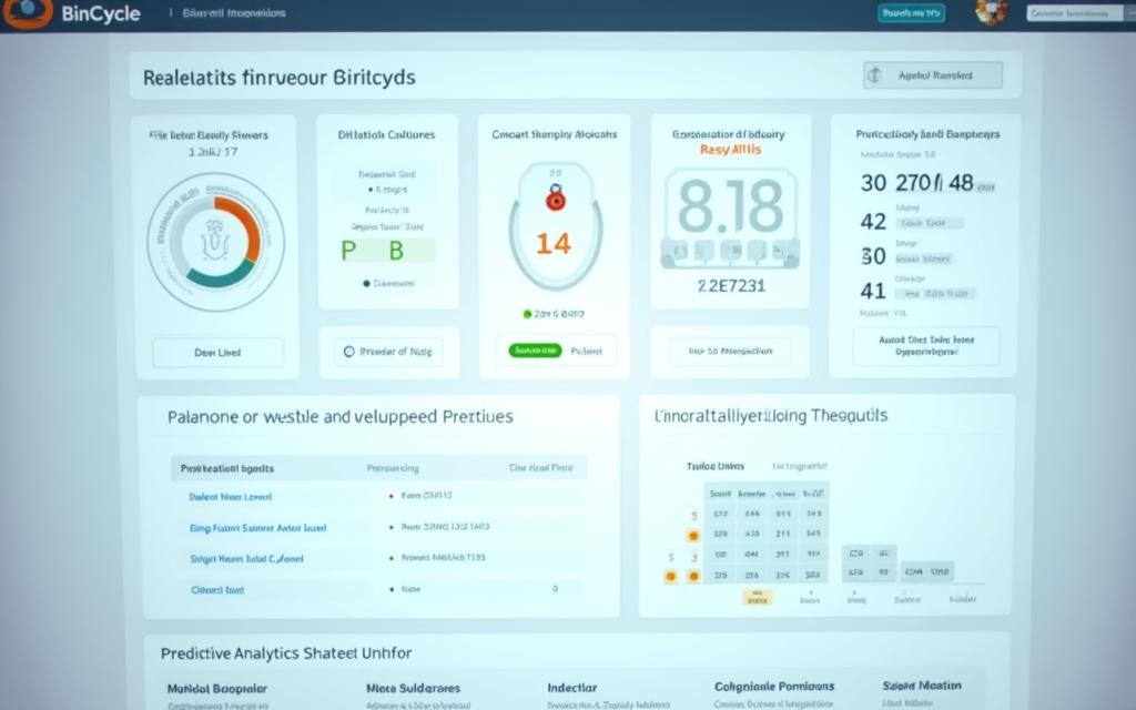 Screenshot of BinCycle Innovations client dashboard showing real-time fill levels, collection history, and analytics